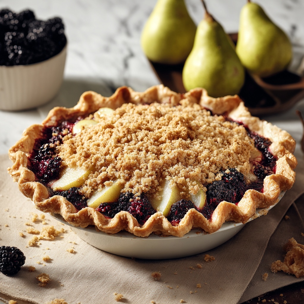 Pear-Blackberry Pie with Almond Crumb Topping Recipe - Recipe Image
