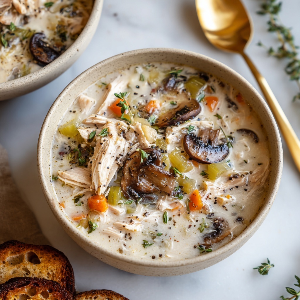 Creamy Mushroom Chicken and Wild Rice Soup Recipe - Recipe Image