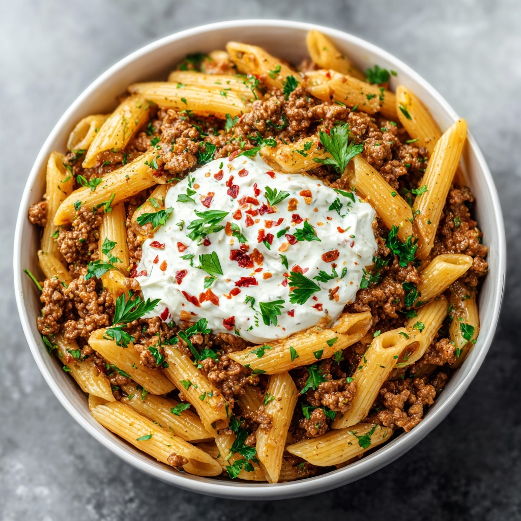 High-Protein Creamy Ground Beef Pasta: 20-Minute Comfort Food Recipe - Recipe Image