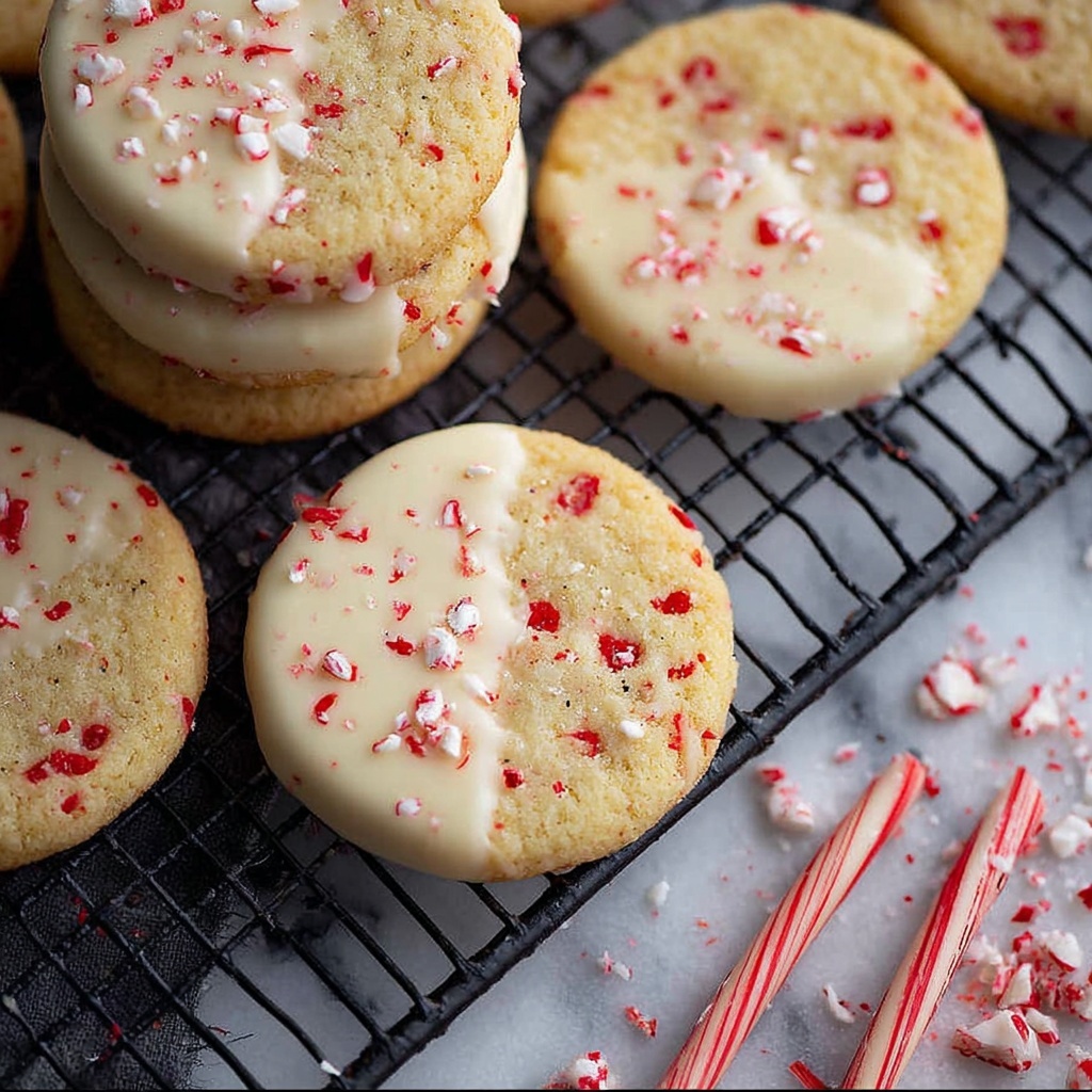 White Chocolate Dipped Peppermint Cookies Recipe - Recipe Image