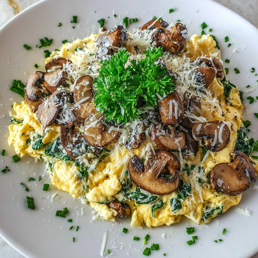 Mushroom-Spinach Scrambled Eggs Recipe - Recipe Image
