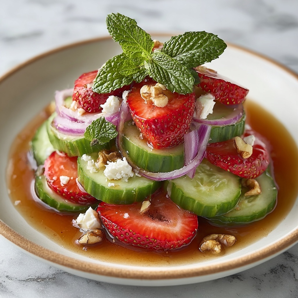 Cucumber Strawberry Salad with Feta, Basil, and Balsamic Glaze Recipe - Recipe Image
