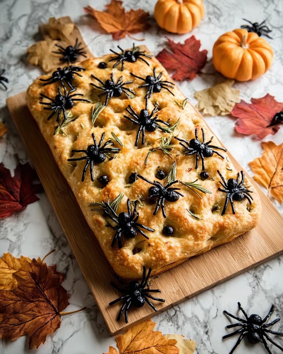 Black Olive Spider Focaccia Recipe - Recipe Image