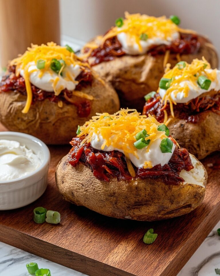 Slow Cooker BBQ Chicken Loaded Baked Potatoes Recipe