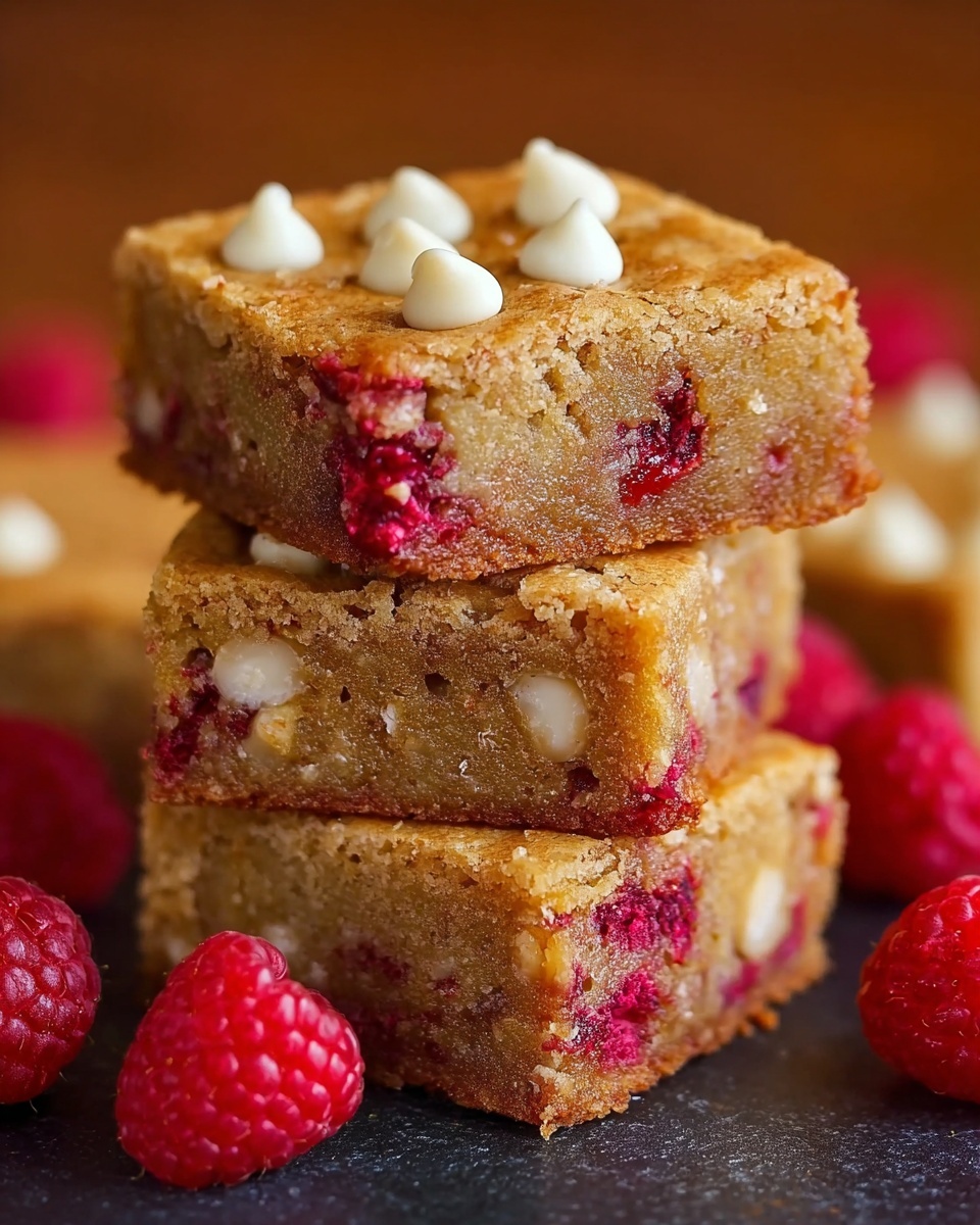Healthy Raspberry White Chocolate Blondies Recipe - Recipe Image