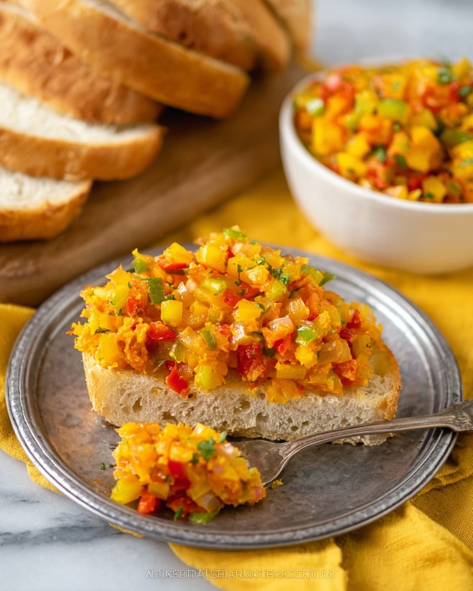 Braised Zucchini and Vegetable Stew Served on Crusty Bread Recipe - Recipe Image