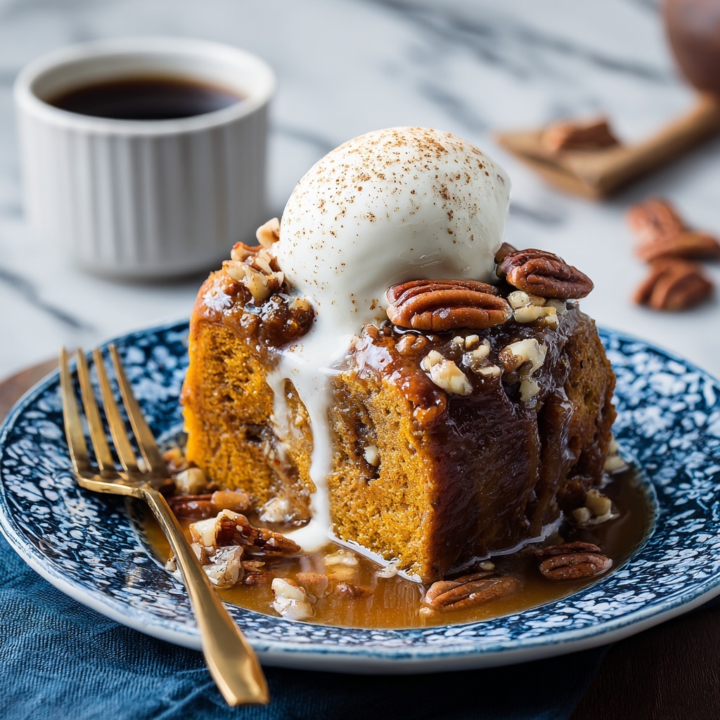 Pumpkin Pecan Bread Pudding with Caramel Sauce Recipe - Recipe Image