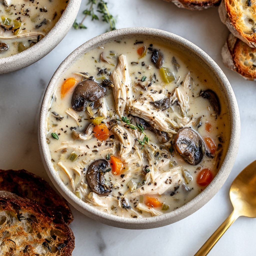Creamy Mushroom Chicken and Wild Rice Soup Recipe - Recipe Image