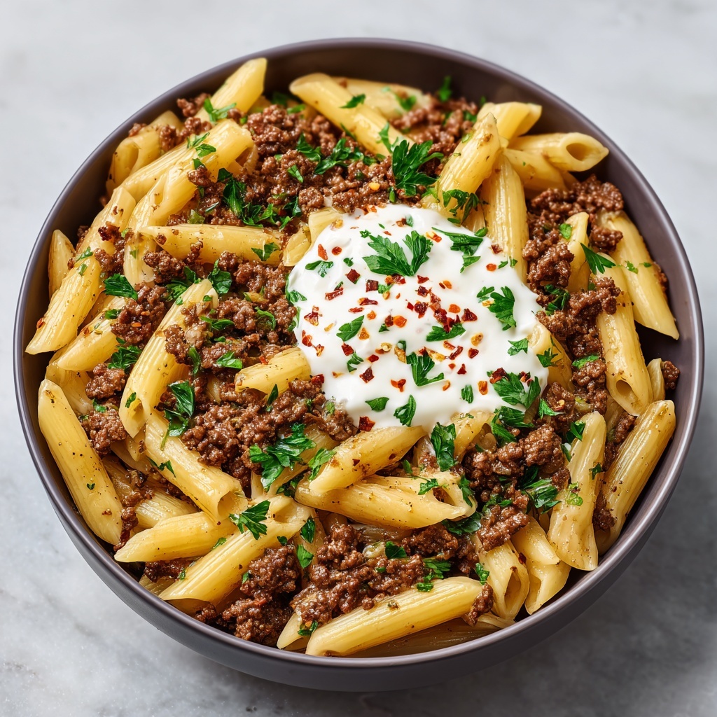 High-Protein Creamy Ground Beef Pasta: 20-Minute Comfort Food Recipe - Recipe Image
