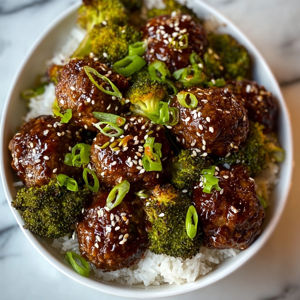 Sticky Mongolian Meatballs and Broccoli Recipe - Recipe Image