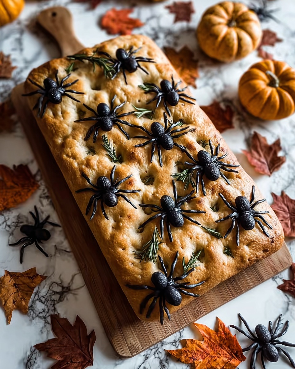 Black Olive Spider Focaccia Recipe - Recipe Image