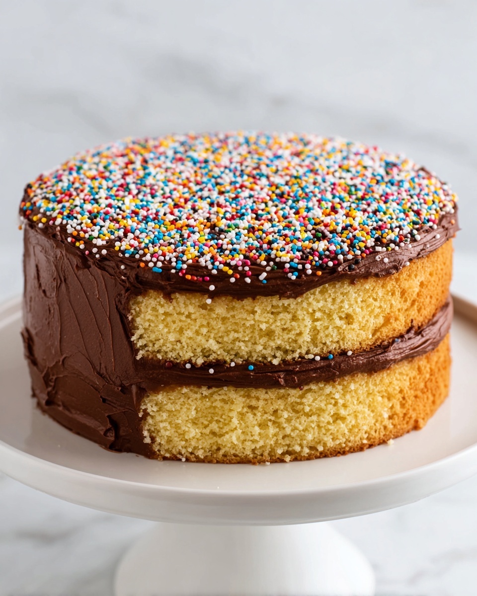 Yellow Cake with Chocolate Buttercream Frosting Recipe - Recipe Image