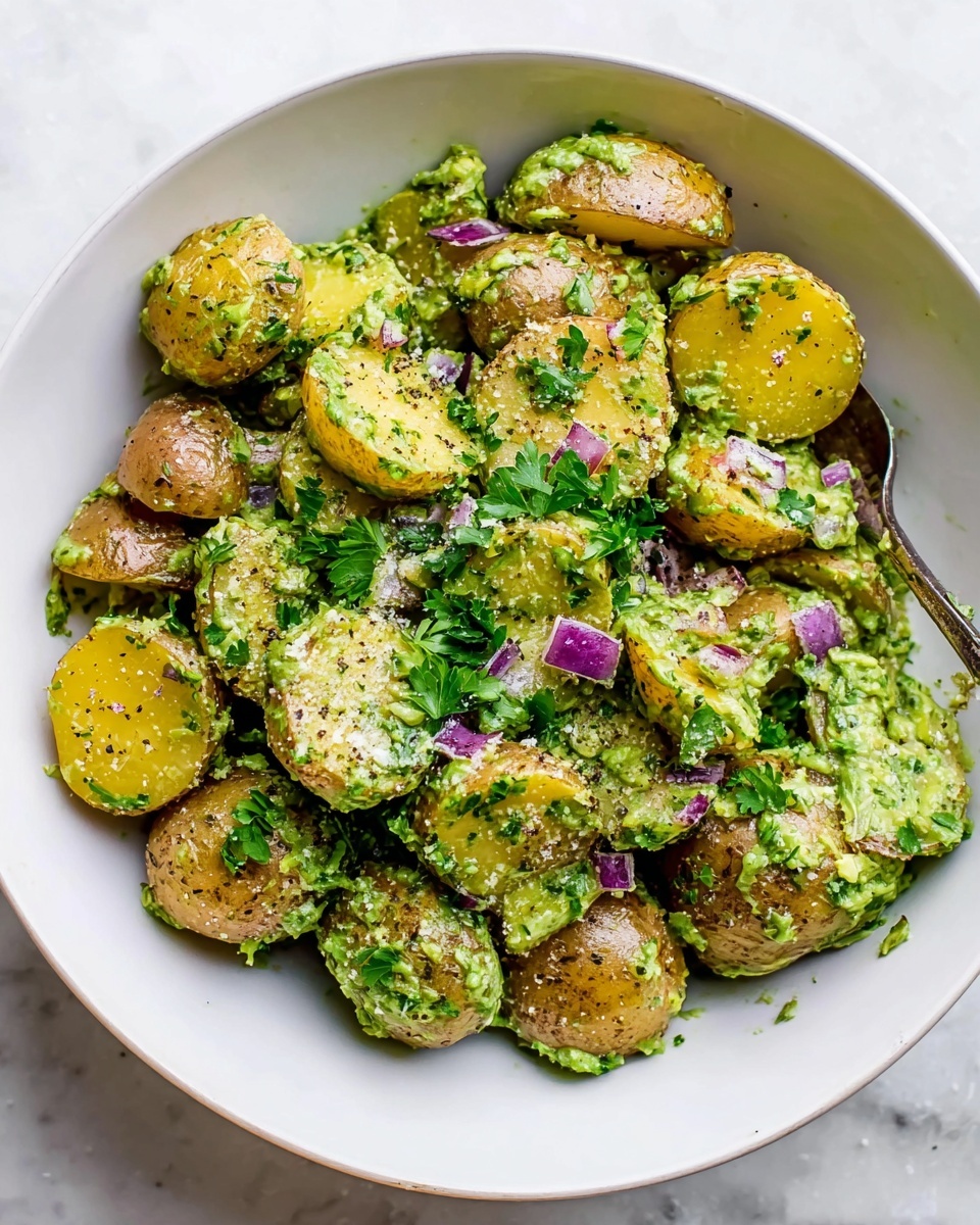 Fresh and Creamy Avocado Potato Salad Recipe - Recipe Image