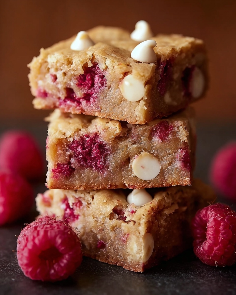 Healthy Raspberry White Chocolate Blondies Recipe - Recipe Image