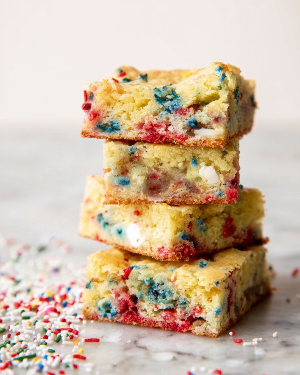 Red, White, and Blue Funfetti Blondies Recipe - Recipe Image