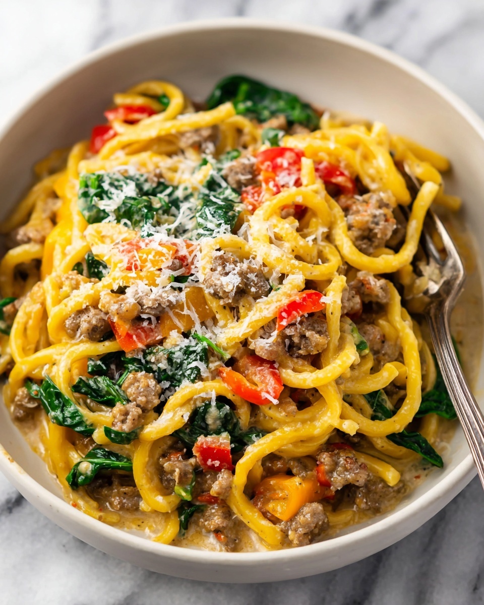 Creamy Sausage and Peppers Pasta Recipe - Recipe Image