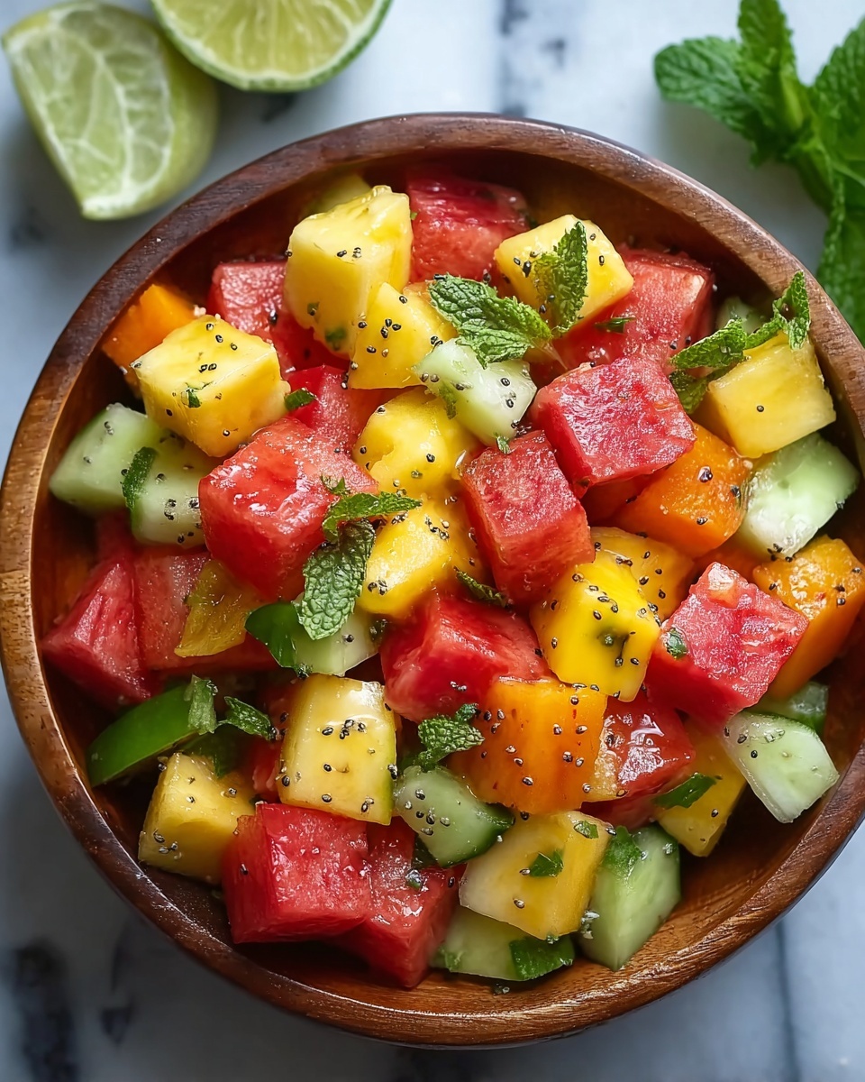 Melon and Pineapple Salad with Mint, Lime, and Chili Flakes Recipe - Recipe Image