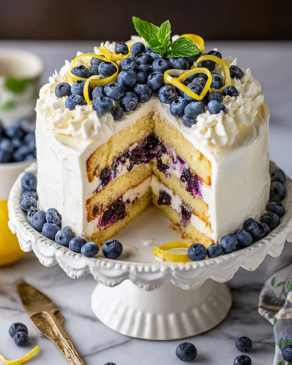 Moist & Tangy Lemon Blueberry Cake Recipe - Recipe Image