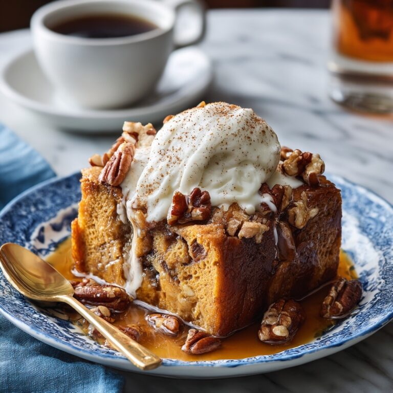 Pumpkin Pecan Bread Pudding with Caramel Sauce Recipe