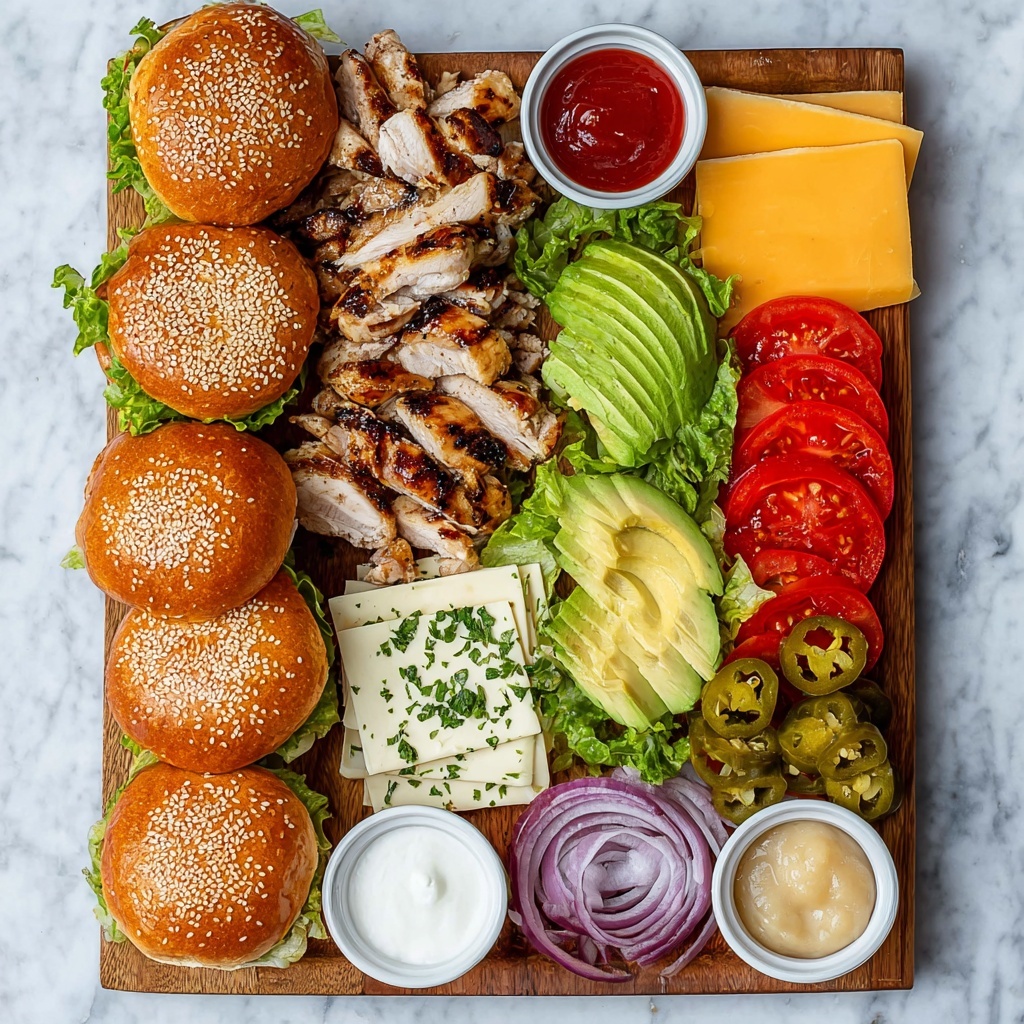 Grilled Chicken Sandwich Toppings Board Recipe - Recipe Image