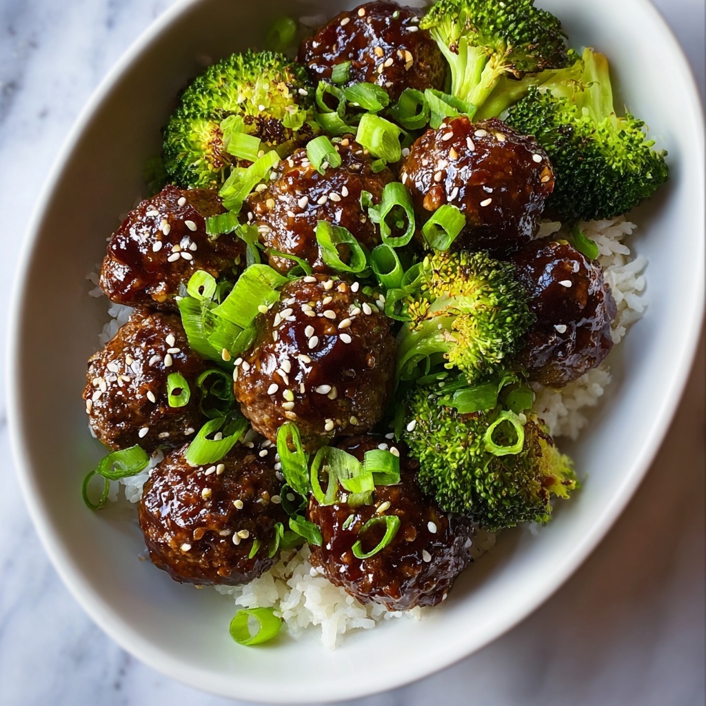 Sticky Mongolian Meatballs and Broccoli Recipe - Recipe Image