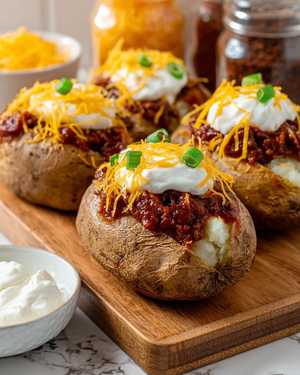 Slow Cooker BBQ Chicken Loaded Baked Potatoes Recipe - Recipe Image