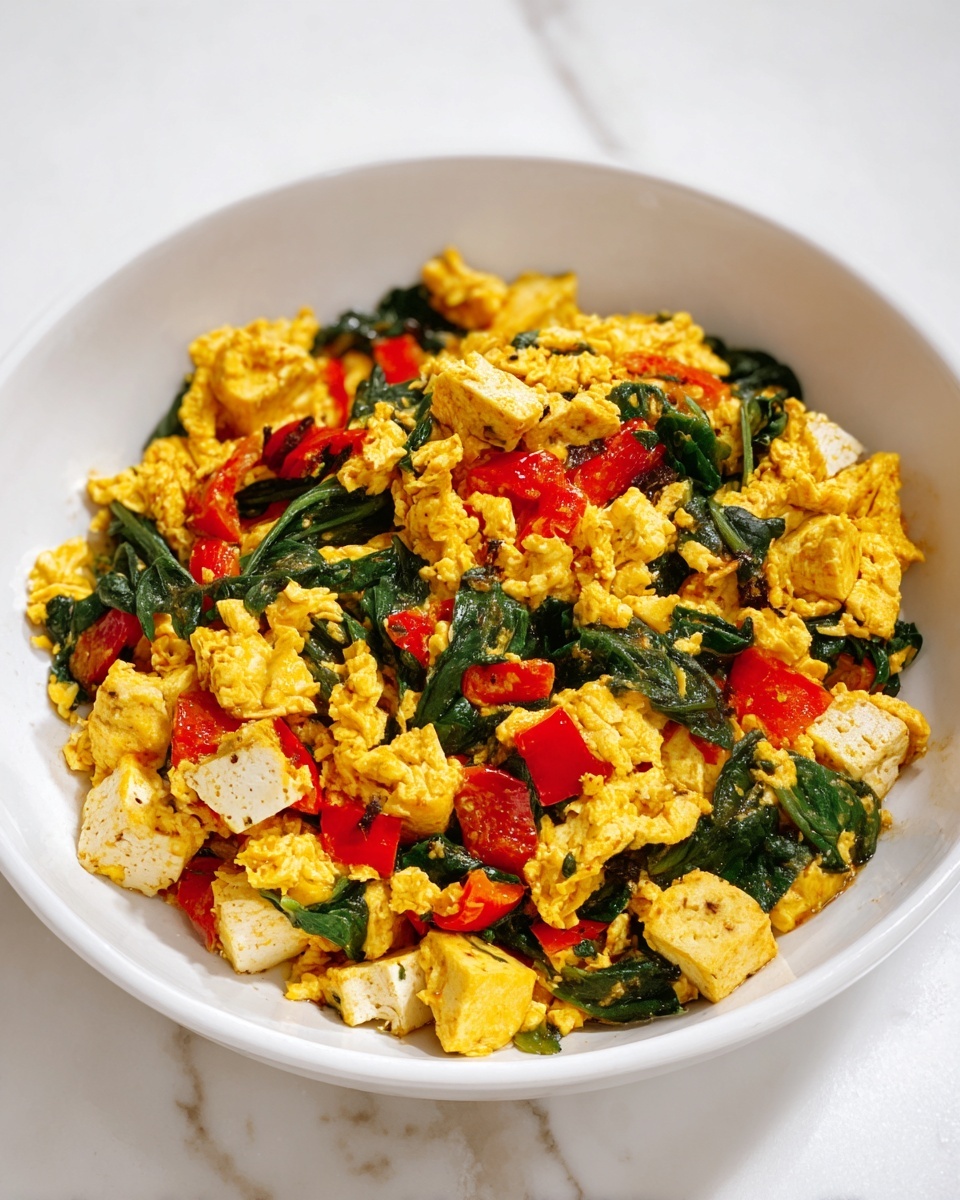 Protein-Packed Tofu Scramble with Spinach and Bell Peppers Recipe - Recipe Image