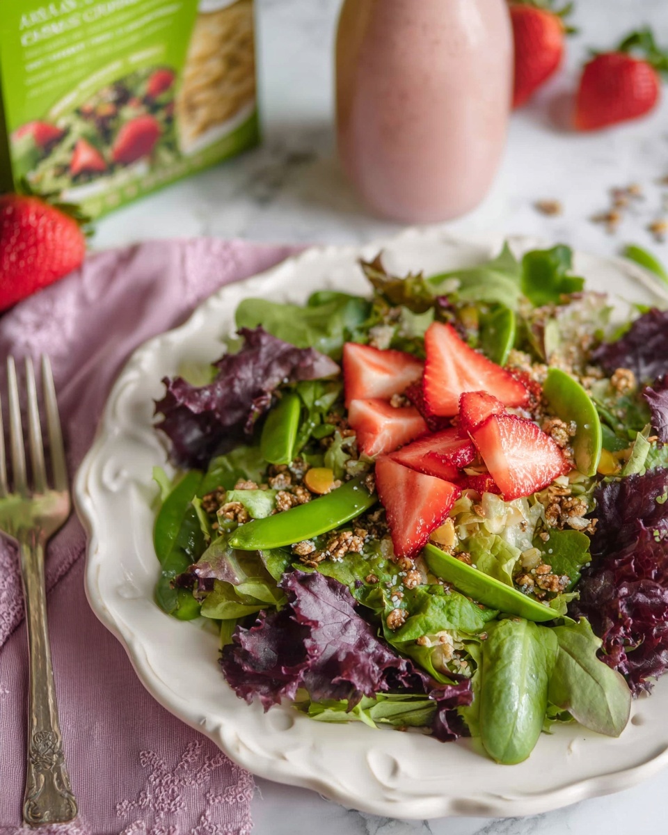 Strawberry, Snap Pea, and Mixed Green Salad Recipe - Recipe Image