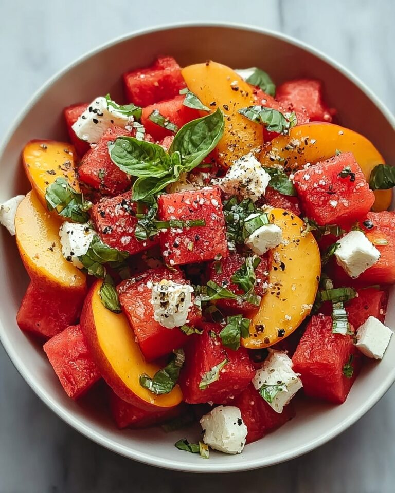 Watermelon Peach Salad with Feta and Fresh Herbs Recipe
