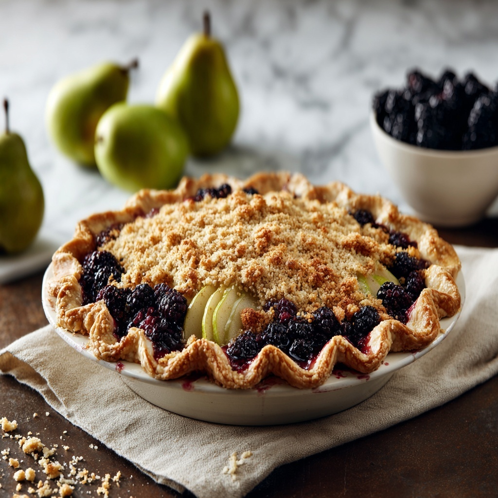 Pear-Blackberry Pie with Almond Crumb Topping Recipe - Recipe Image