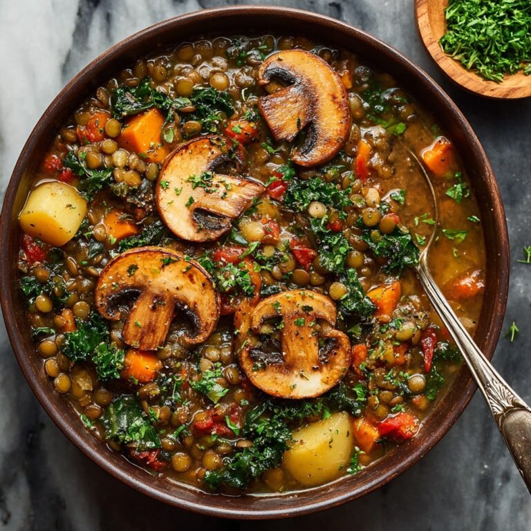 Hearty Vegan Lentil Mushroom Stew with Smoked Paprika & Greens Recipe