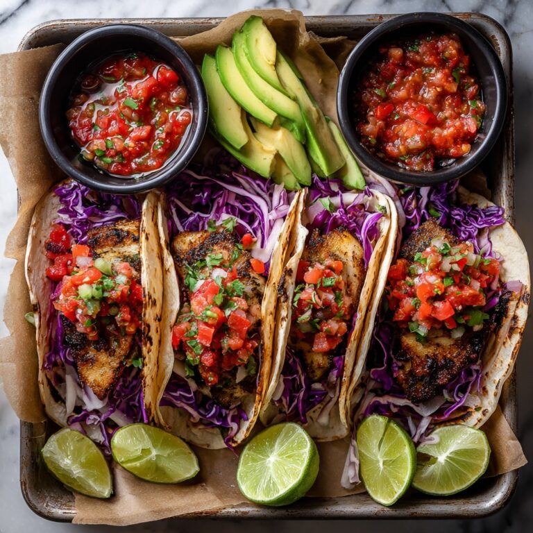 Sizzling Blackened Fish Tacos with Avocado & Cabbage Slaw Recipe