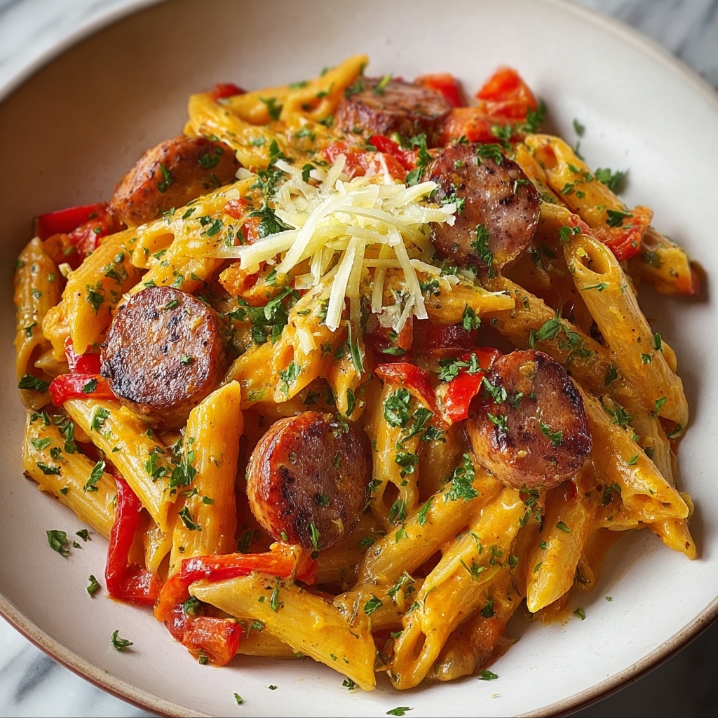 One Pot Smoked Sausage Pasta Recipe - Recipe Image