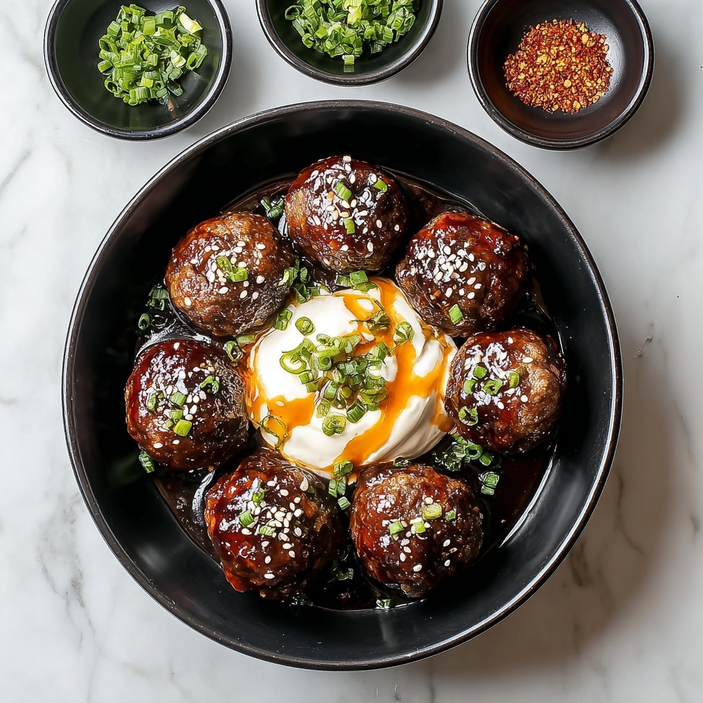 Korean BBQ Meatballs with Spicy Mayo Dip Recipe - Recipe Image