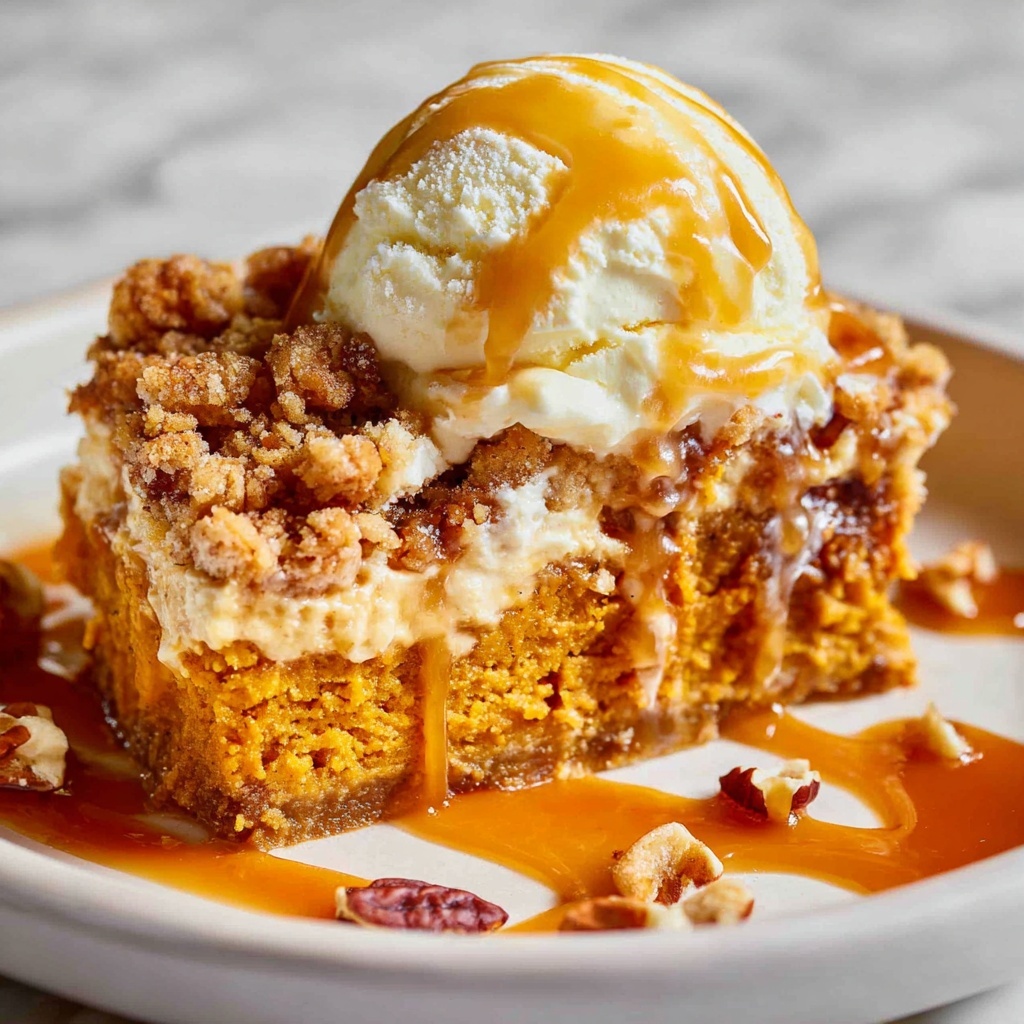 Pumpkin Dump Cake with Yellow Cake Mix and Pecan Topping Recipe - Recipe Image