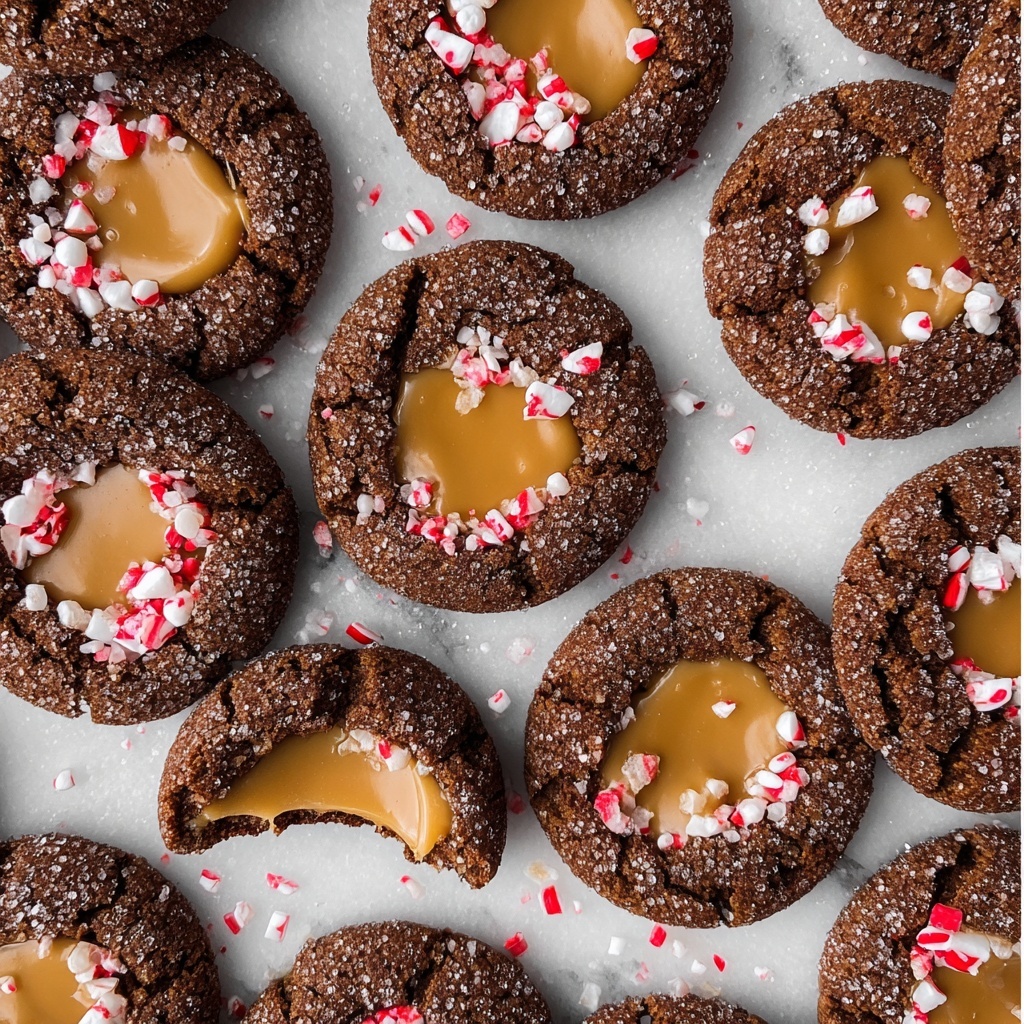 Chocolate Thumbprint Cookies 2 Ways (Salted Caramel and White Chocolate Peppermint) Recipe - Recipe Image