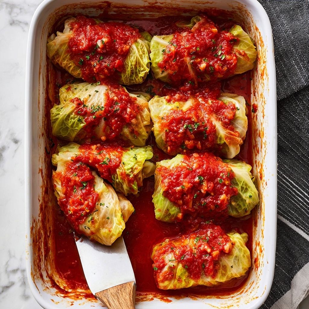 Savory Cabbage Rolls with Tomato Meat Sauce Recipe - Recipe Image