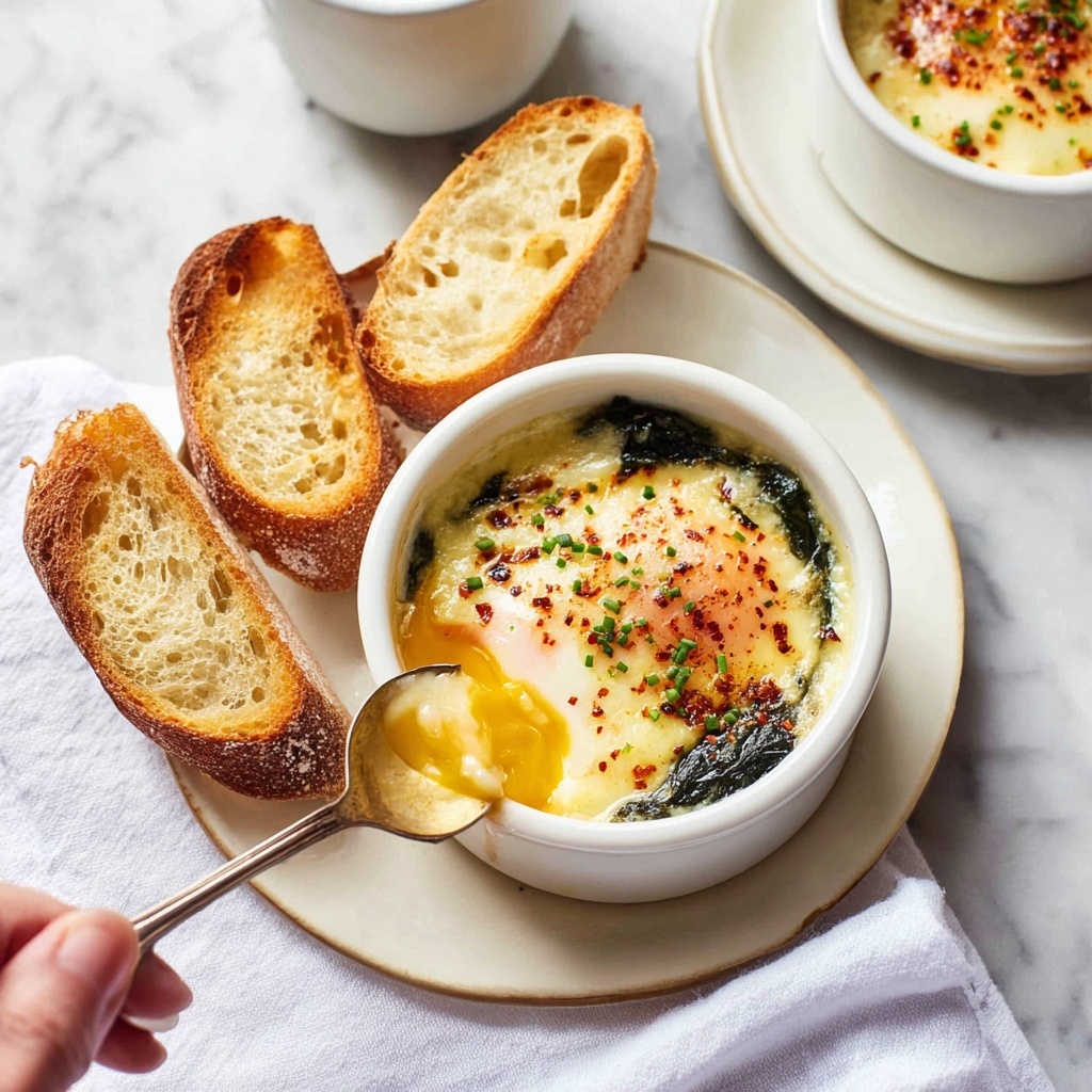Baked Eggs with Mushrooms and Spinach Recipe - Recipe Image