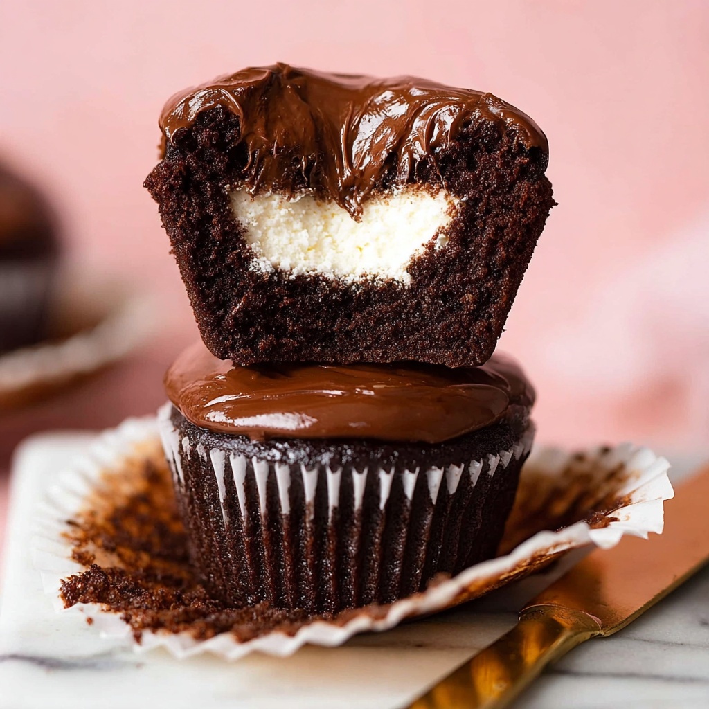 Vanilla Cream Filled Chocolate Ganache Cupcakes Recipe - Recipe Image