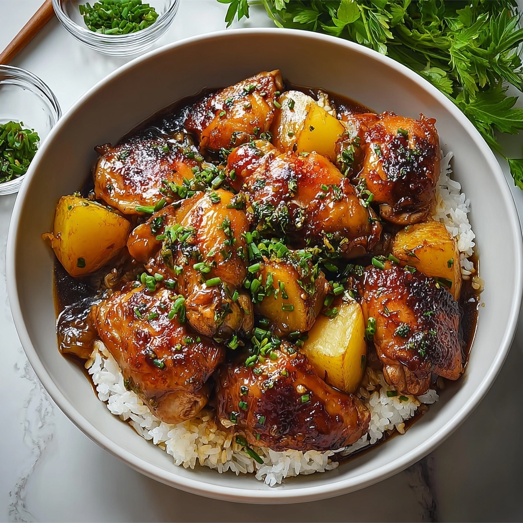 Caramelized Soy Chicken in Garlic Ginger Broth with Rice Recipe - Recipe Image