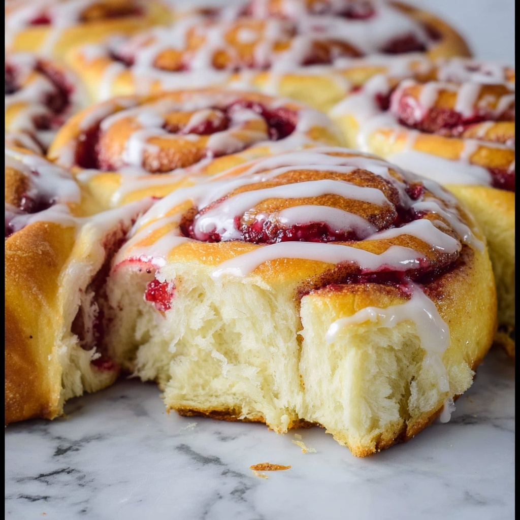 Raspberry Sweet Rolls with Coconut Cream Cheese Frosting Recipe - Recipe Image