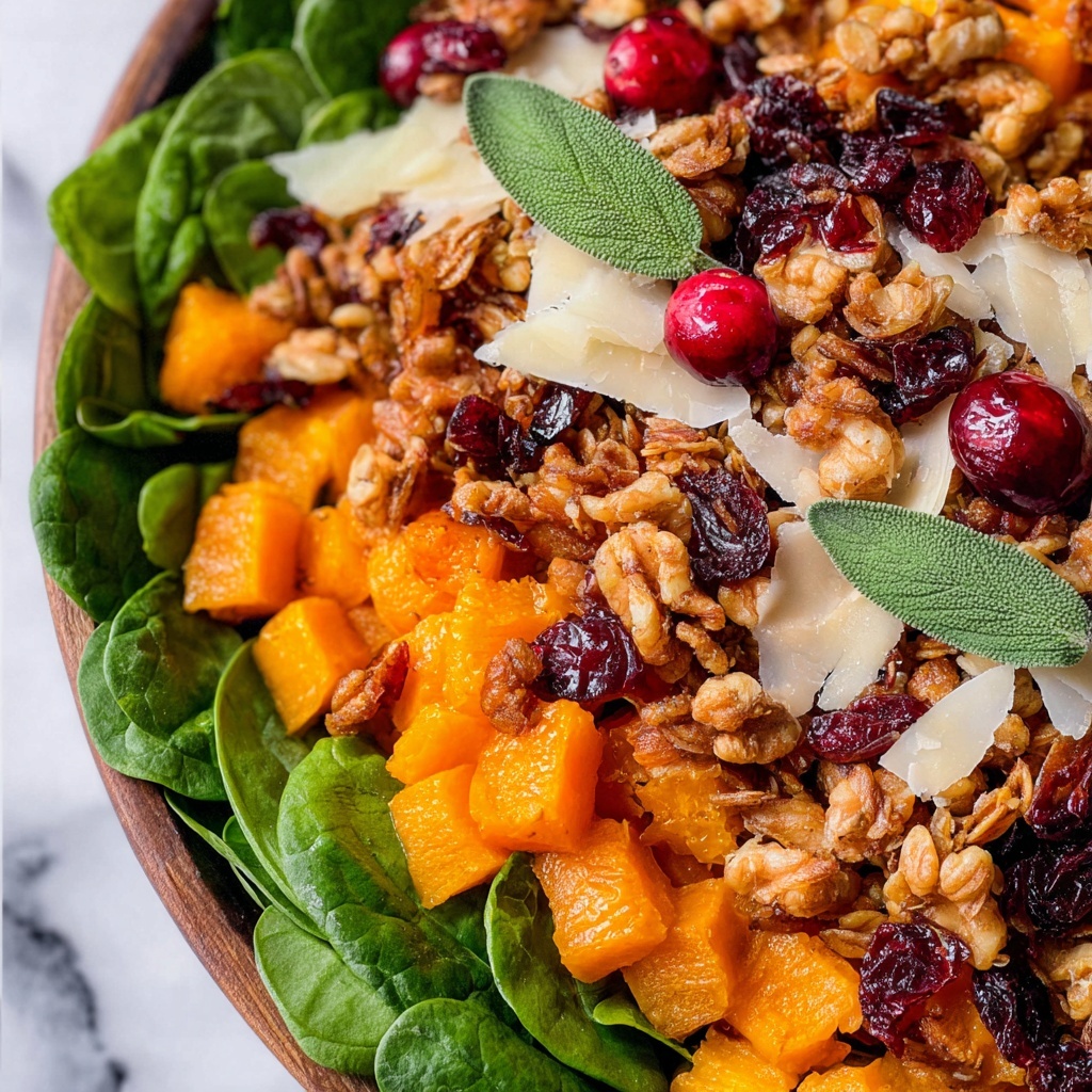 Honey Roasted Butternut Squash Salad with Savory Granola and Nutty Balsamic Dressing Recipe - Recipe Image