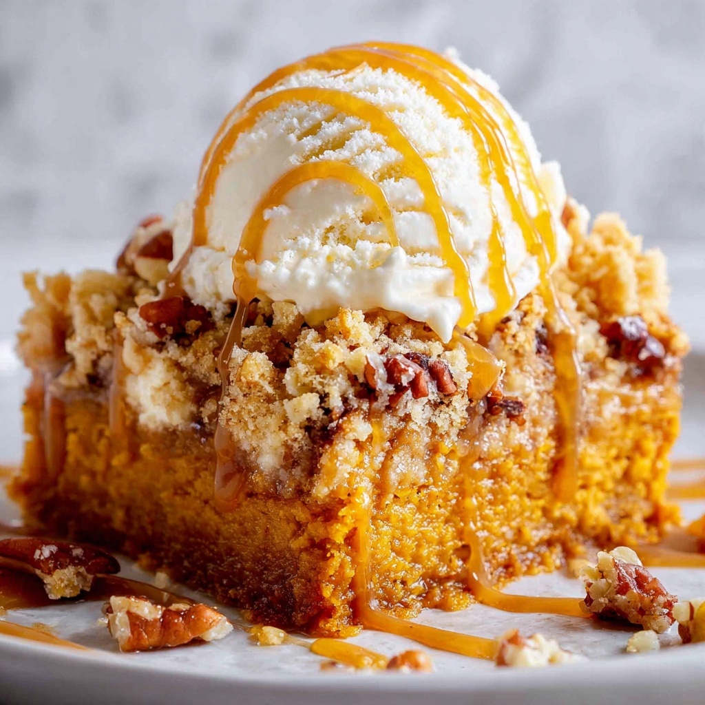 Pumpkin Dump Cake with Yellow Cake Mix and Pecan Topping Recipe - Recipe Image