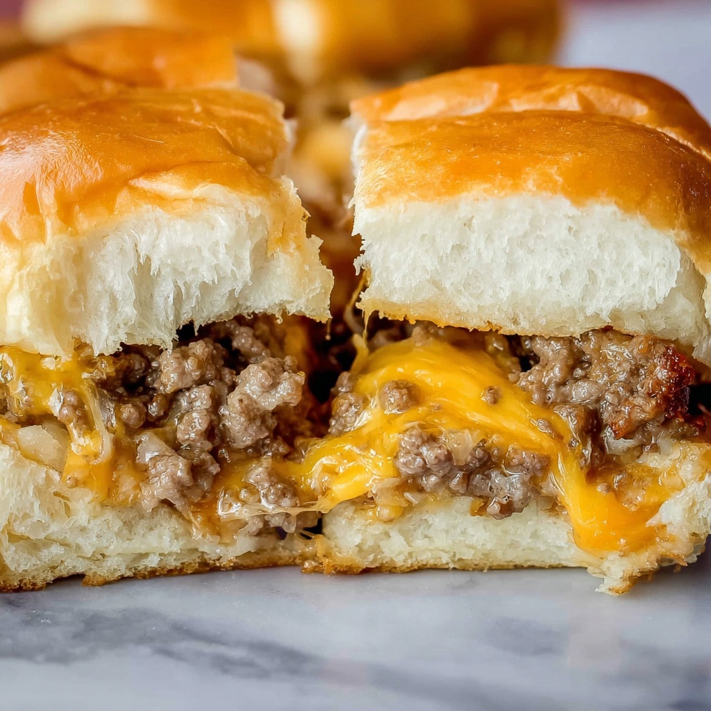 Cheesy Hamburger Sliders with Hawaiian Rolls Recipe - Recipe Image