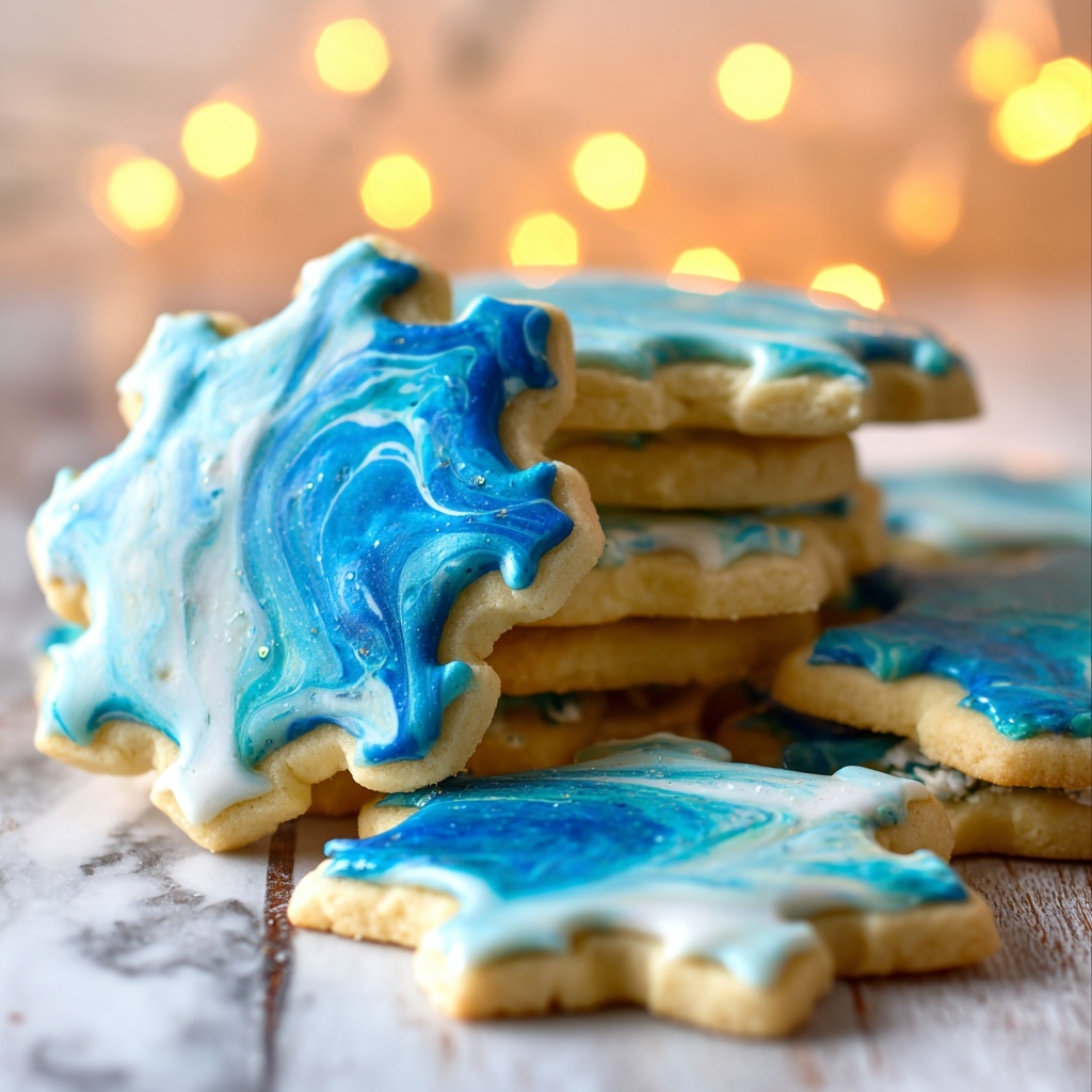 Marbled Christmas Butter Cookies with Powdered Sugar Icing Recipe - Recipe Image