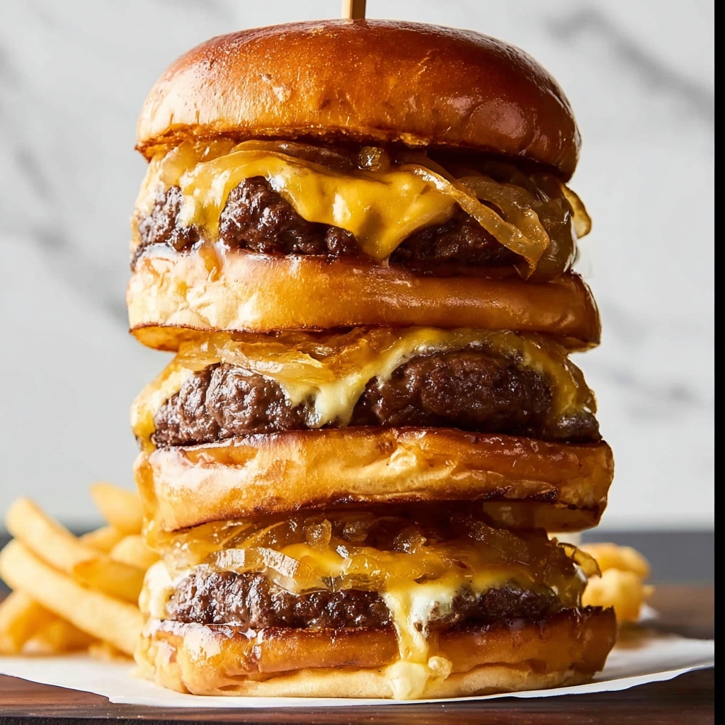 Butter Burger with Caramelized Onions and Melted American Cheese Recipe - Recipe Image