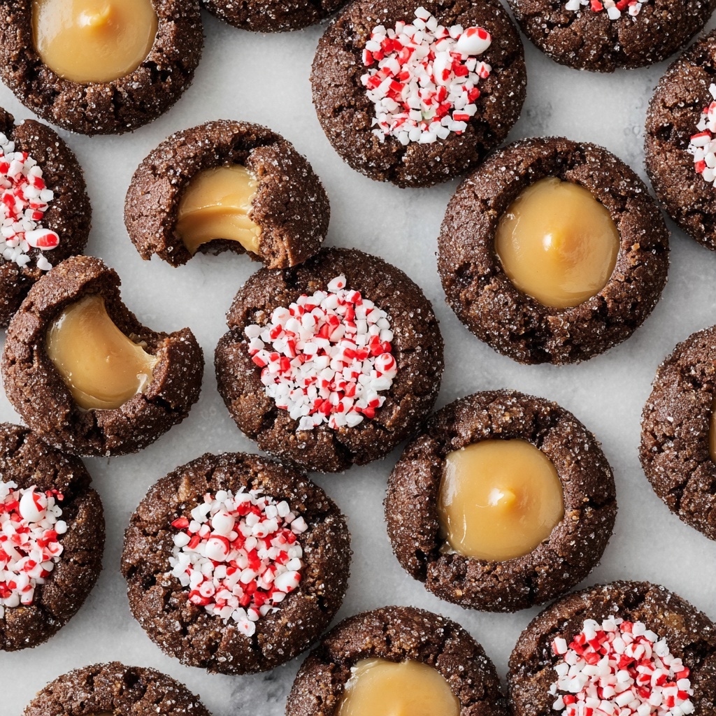 Chocolate Thumbprint Cookies 2 Ways (Salted Caramel and White Chocolate Peppermint) Recipe - Recipe Image