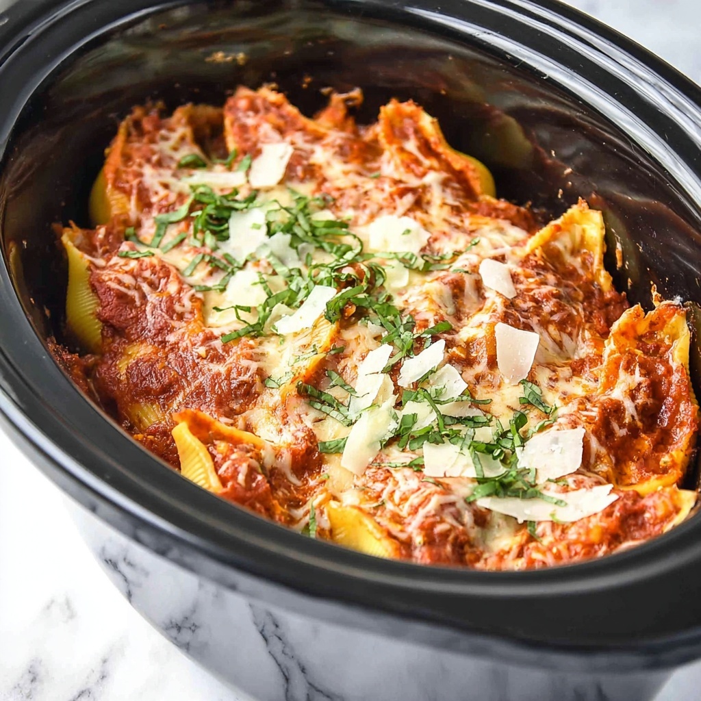 Creamy Crockpot Stuffed Shells with Spinach and Cheese Recipe - Recipe Image