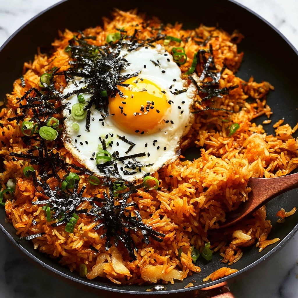 Kimchi Fried Rice with Enoki Mushrooms and a Sunny-Side Egg Recipe - Recipe Image