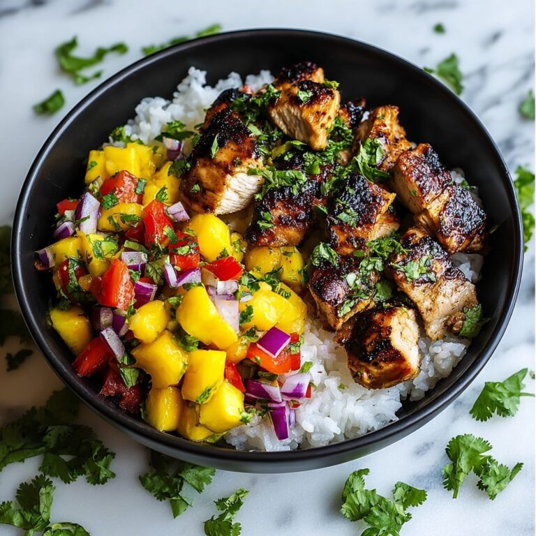Jerk Chicken Bowls with Mango Salsa and Coconut Rice Recipe